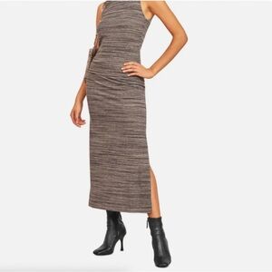 Reformation Jeans Gray Striped Ribbed Joan Long Midi Skirt